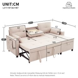 Ulife Sofa Ausziehbares Schlafsofa mit Schlaffunktion, günstig online kaufen