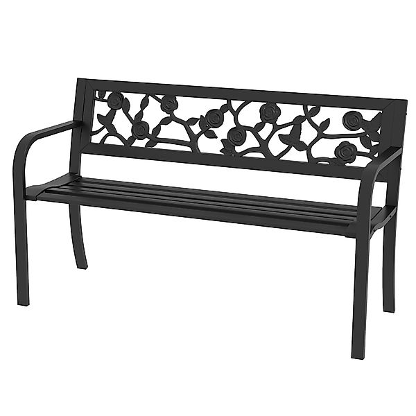 Outsunny Gartenbank aus Stahl, 2-Sitzer Gartenbank mit verzierter Rückenleh günstig online kaufen
