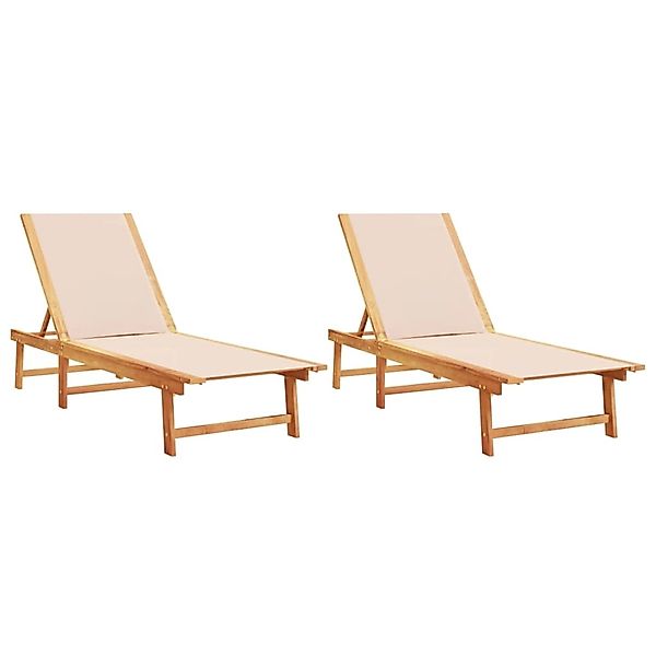 vidaXL Sonnenliegen 2 Stk Creme Massivholz Akazie und Textilene 3279248 günstig online kaufen