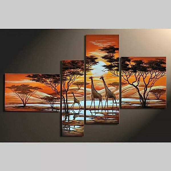 4 Leinwandbilder GIRAFFE (1) 140 x 80cm Handgemalt günstig online kaufen
