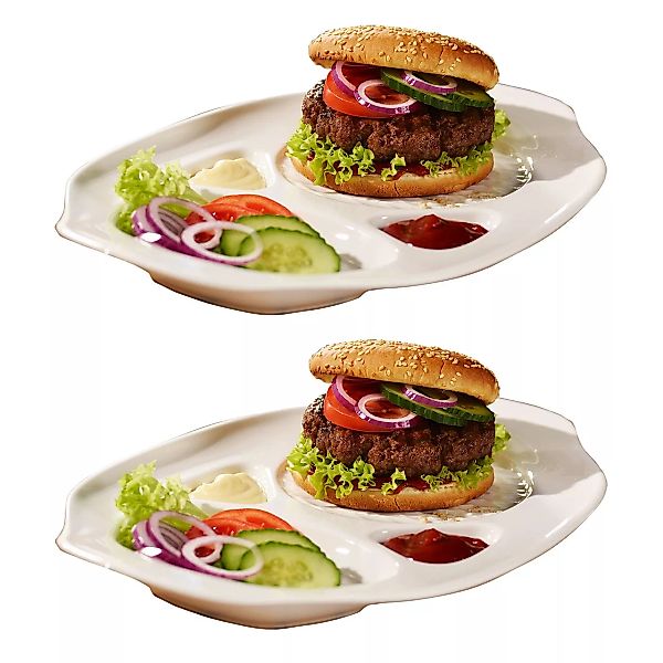 Villeroy & Boch BBQ Passion Burger Teller 2er Set Speiseteller weiß günstig online kaufen