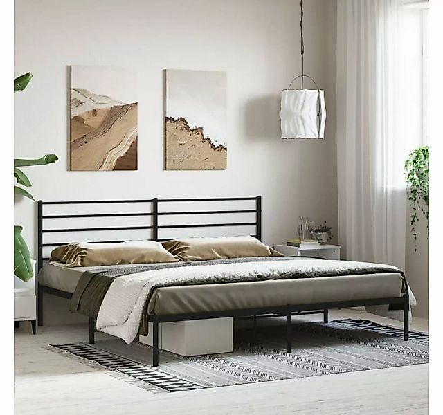furnicato Bett Bettgestell mit Kopfteil Metall Schwarz 180x200 cm günstig online kaufen