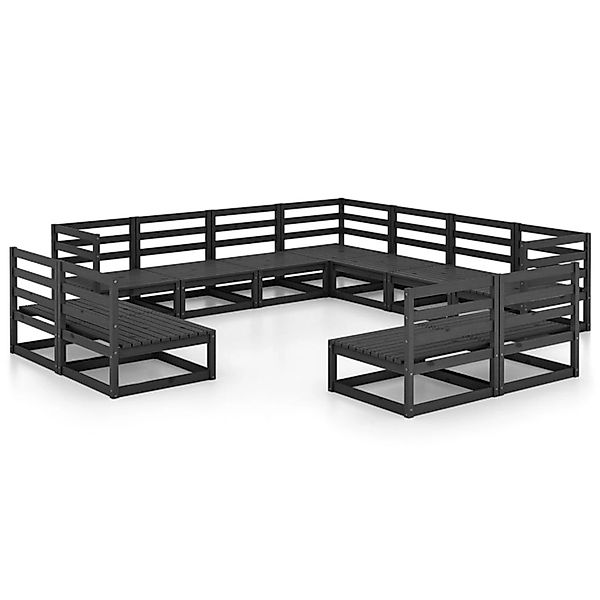 vidaXL 11-tlg Garten-Lounge-Set Schwarz Massivholz Kiefer Modell 3 günstig online kaufen