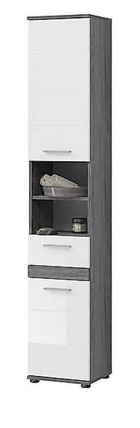 Inn.Furn Hochschrank Bailey (Badschrank weiß Hochglanz und grau Rauchsilber günstig online kaufen