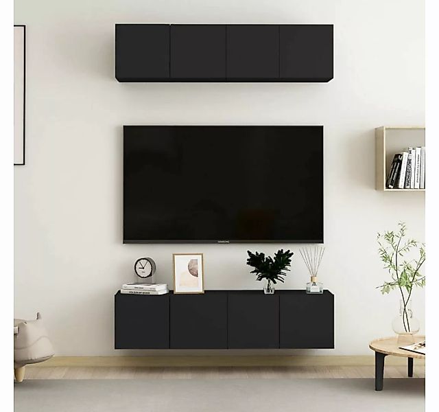 furnicato TV-Schrank TV-Schränke 4 Stk. Schwarz 60x30x30 cm Holzwerkstoff günstig online kaufen