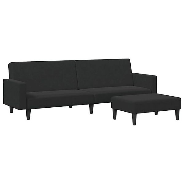 vidaXL Schlafsofa, Sofa 2-Sitzer mit Fußhocker Schwarz Samt günstig online kaufen