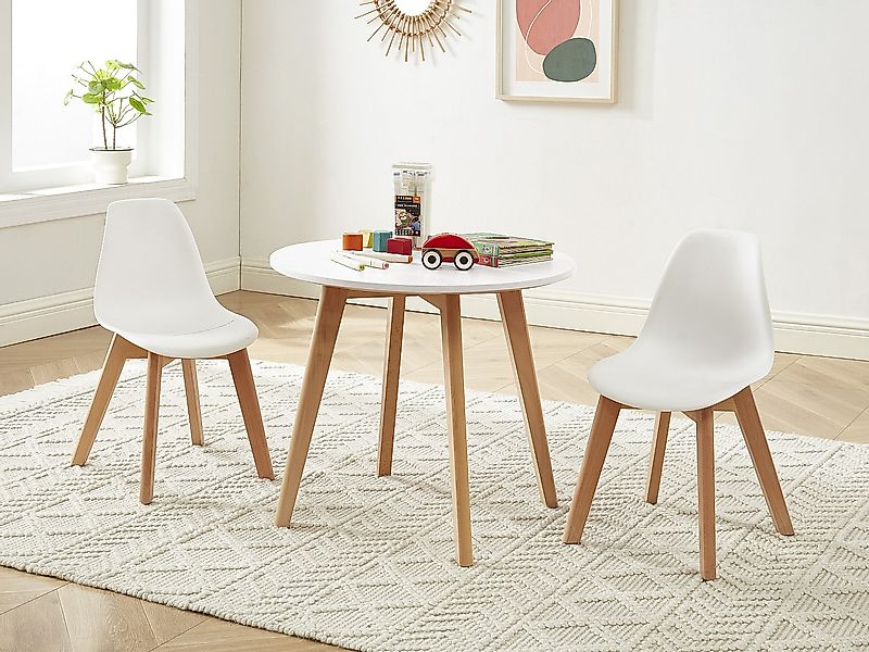 Set aus Kindertisch LOULOUNE + 2 Stühlen LILINOU - Weiß günstig online kaufen