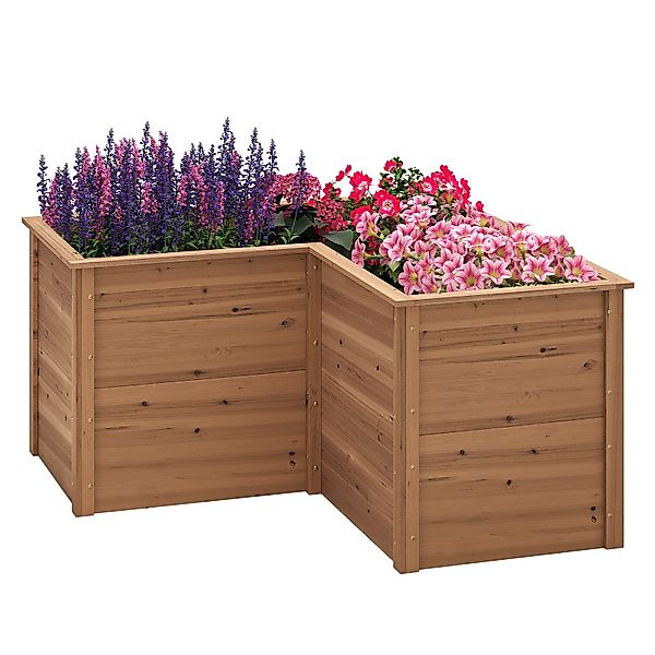 COSTWAY Blumenkasten, L-förmig Hochbeet, aus Tannenholz, günstig online kaufen
