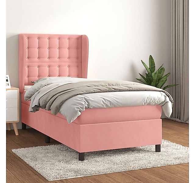 vidaXL Boxspringbett Boxspringbett mit Matratze Rosa 90x200 cm Samt Bett Be günstig online kaufen