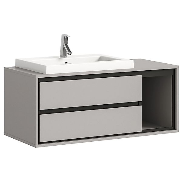 Waschtisch inkl. Waschbecken 100 cm x 48 cm x 48 cm Grau günstig online kaufen