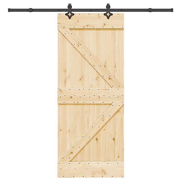 vidaXL Schiebetür mit Beschlag 85x210 cm Massivholz Kiefer 3332635 günstig online kaufen
