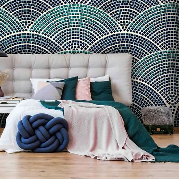 artgeist Fototapete Semicircular Mosaic (Green) weiß-kombi Gr. 300 x 210 günstig online kaufen