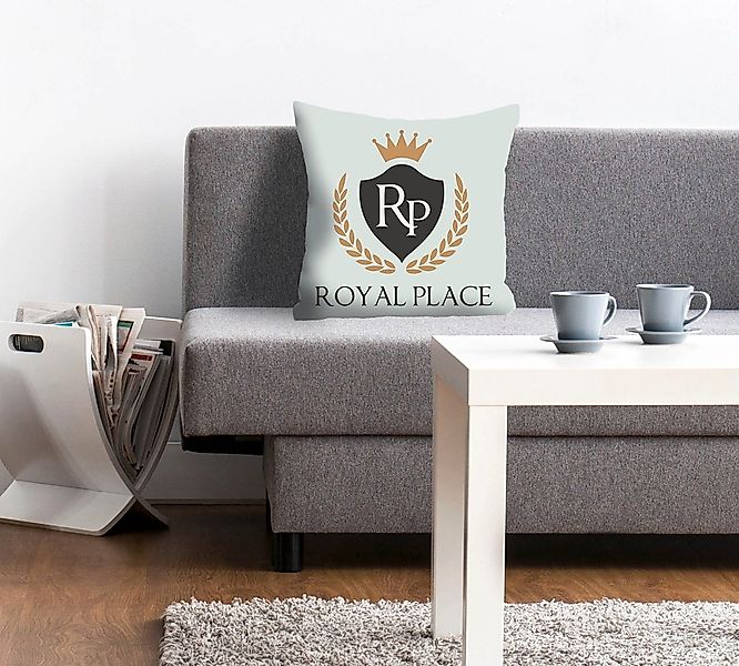 queence Dekokissen "Royal Place" mit Schriftzug und Krone, Kissenhülle ohne günstig online kaufen