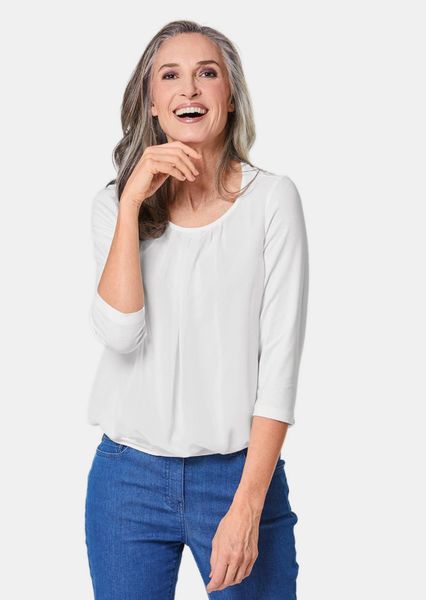 GOLDNER Kurzarmbluse Kurzgröße: Chiffon-Shirt mit 3/4-Arm, günstig online kaufen