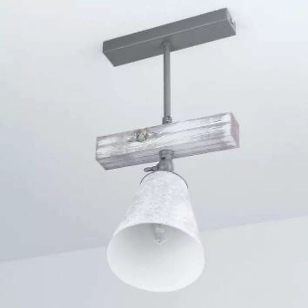 Drehbare Deckenlampe Holz Shabby Weiß Grau E27 AGAP günstig online kaufen