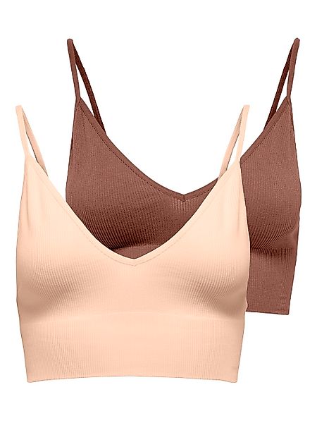 ONLY Bustier "ONLVICKY RIB S-LESS V-NECK 2-PACK TOP" günstig online kaufen