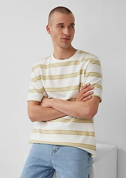 QS Kurzarmshirt Strukturiertes Jersey-T-Shirt mit Streifen günstig online kaufen