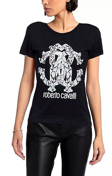 roberto cavalli T-Shirt Firenze Damen RC Monogram Print Logo Slim Fit Scoop günstig online kaufen