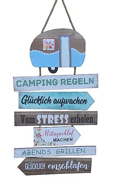 Deko-Impression Deko-Schriftzug Dekoratives Schild Campingregeln Holz /MDF günstig online kaufen
