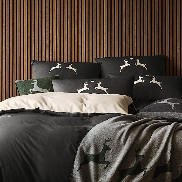 Elegante Bettwäsche Flanell Alpenchic Hirsche, Baumwolle, günstig online kaufen