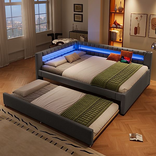 HAUSS SPOLE Schlafsofa 140x200 mit LED-Lichtleiste, günstig online kaufen