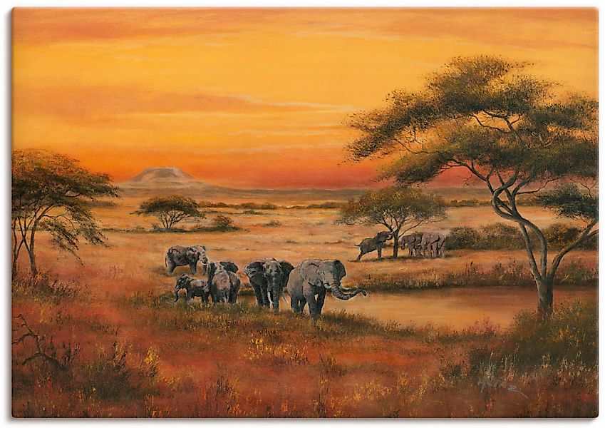 Artland Wandbild "Afrika Elefanten" Afrika 1 Stk. tlg. als Alubild, Outdoor günstig online kaufen