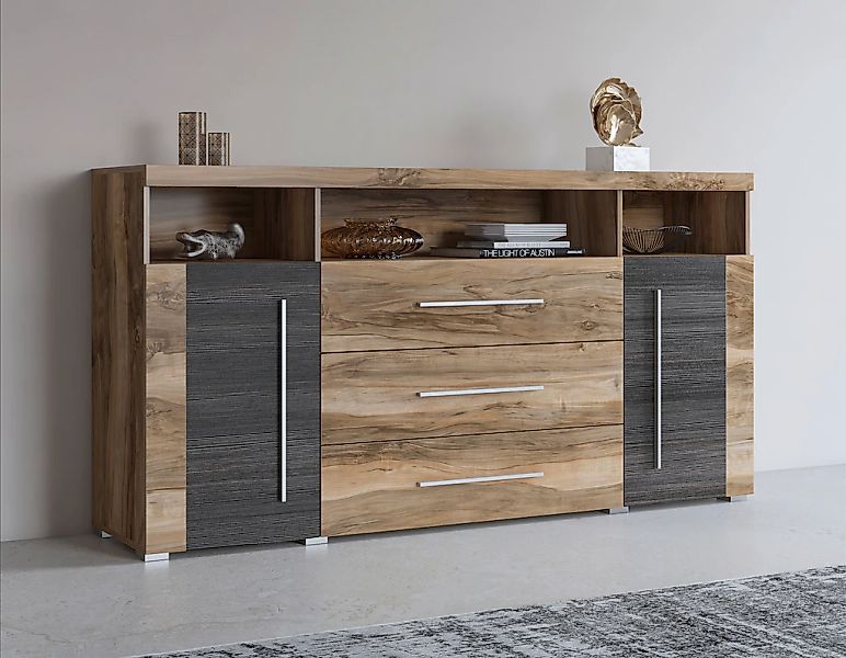 INOSIGN Sideboard "Roger,Breite 182cm, stilvolle Schrank, 2 Holztüren 3 Sch günstig online kaufen