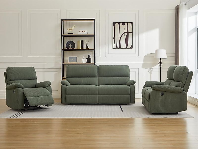 Relaxsofa elektrisch 3-Sitzer, 2-Sitzer & Relaxsessel elektrisch - Cord - G günstig online kaufen