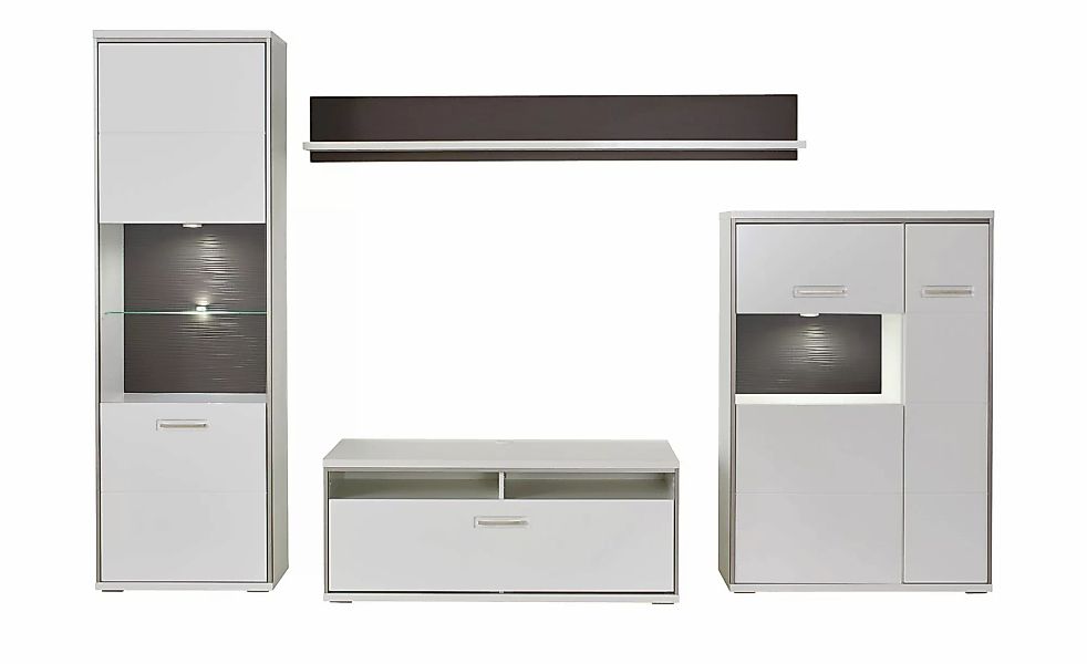 uno Wohnwand   Setto ¦ weiß ¦ Maße (cm): B: 282 H: 201 T: 51.0 Kommoden & S günstig online kaufen