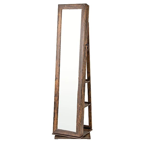 Costway 360° Drehbarer Schmuckschrank mit Ganzkörperspiegel Braun günstig online kaufen