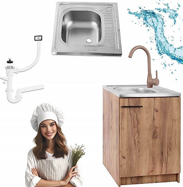 STAMAR Spülenschrank Küchenschrank 60cm Eiche Gold günstig online kaufen