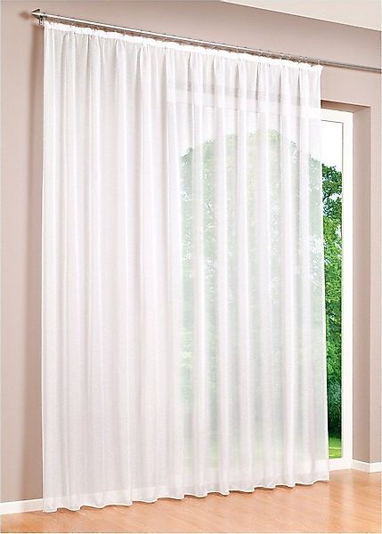 DecoHome24 Gardine Voile Weiß (1 St), Kräuselband, transparent, Store günstig online kaufen