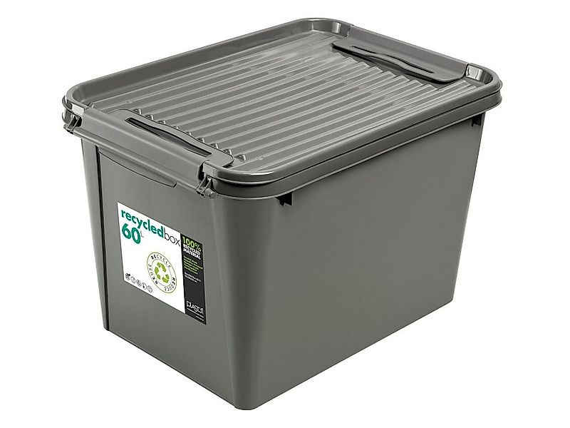 PLAST1 Aufbewahrungsbox Aufbewahrungsbox Recycled Deckel 60L Grau Allzweck günstig online kaufen