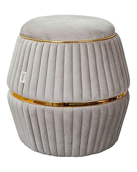 Qiyano Hocker Sitzhocker Samt Taupe - Ziernähte, Wohn-, Schlafzimmer (1 St) günstig online kaufen