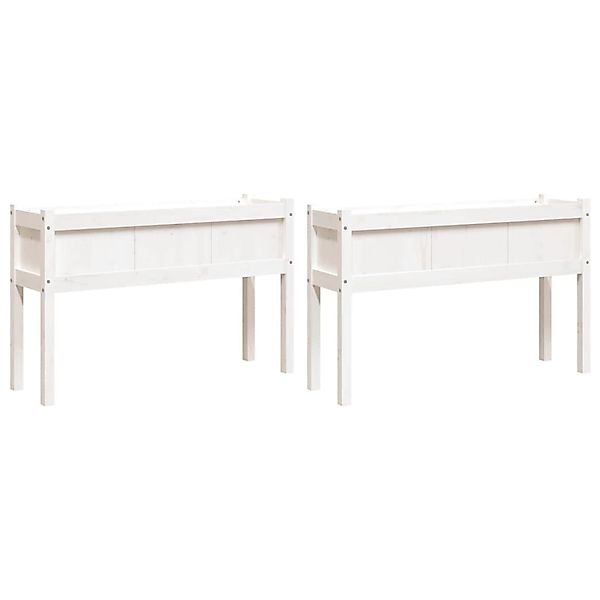 vidaXL Pflanzkübel 2 Stk mit Beinen Weiß Massivholz Kiefer 837567 günstig online kaufen