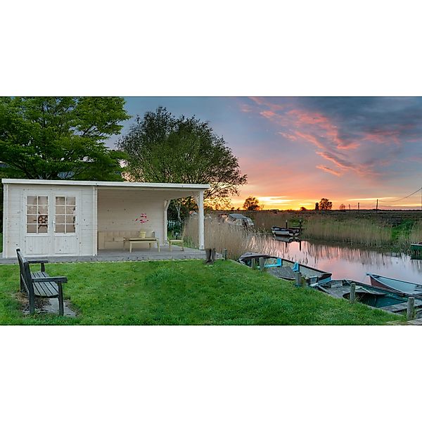 Palmako Gartenhaus Ella 590 x 300 cm Seitendach 10 m² Hellgrau-Anthrazit FS günstig online kaufen