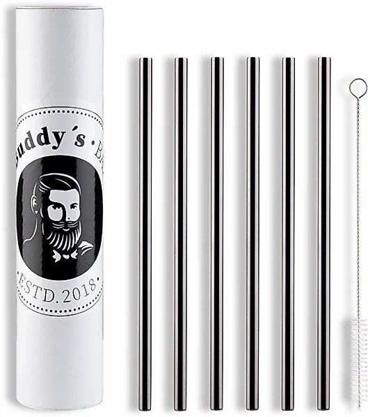 Buddys Trinkhalme "Buddy´s Bar" wiederverwendbar, 6 Strohhalme + Reinigungs günstig online kaufen