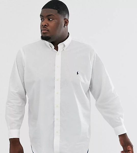 Polo Ralph Lauren – Big & Tall – Geknöpftes Popelin-Hemd in Weiß mit Logo u günstig online kaufen