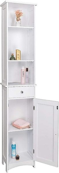 EUGAD Hochschrank (1-St) Badschrank, mit Schublade, Holz, weiß, 34x23x165cm günstig online kaufen