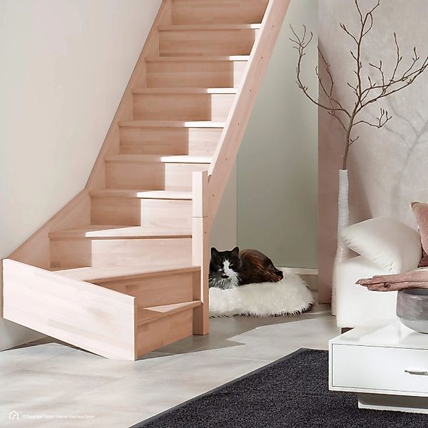 Treppen Intercon Holztreppe Casablanca Raumspartreppe Buche Massiv Naturbel günstig online kaufen