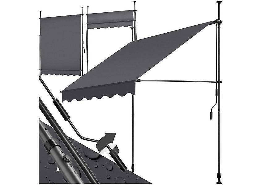tectake Klemm-Senkrechtmarkise Balkonüberdachung, UV-beständig und wasserab günstig online kaufen