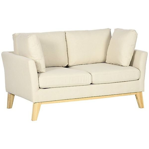 HOMCOM 2-Sitzer Sofa Loveseat in Leinenoptik mit Kissen, Zweisitzer mit Hol günstig online kaufen