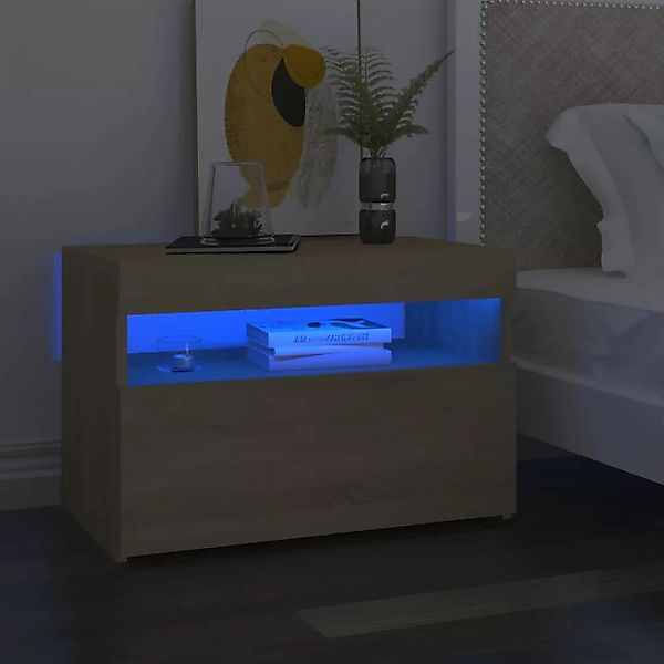 Nachttisch Mit Led-leuchten Sonoma-eiche 60x35x40cm Spanplatte günstig online kaufen