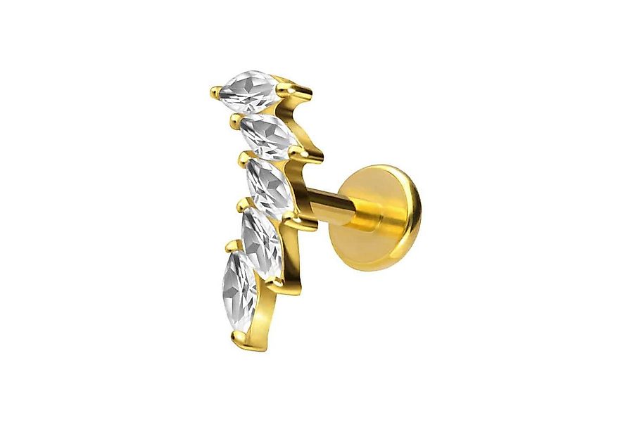 PIERCINGLINE Piercing-Set Titan Labret mit Push Fit 5 EINGEFASSTE KRISTALLT günstig online kaufen