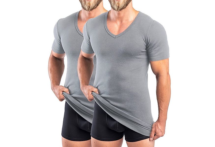 HERMKO Unterziehshirt 488710 2er Pack Extralanges Herren kurzarm Shirt +6cm günstig online kaufen