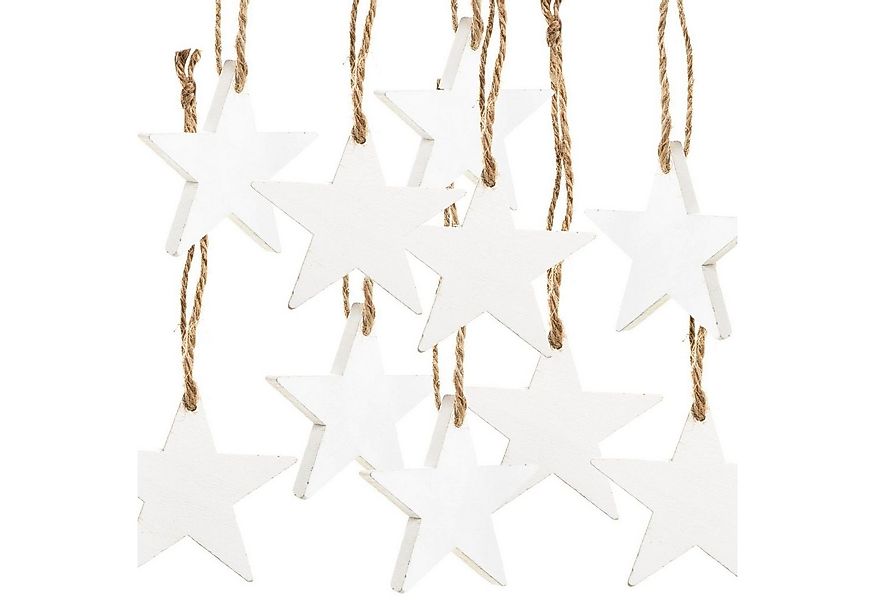 Logbuch-Verlag Dekofigur Weiße Holzsterne Anhänger 7 cm – 10-teiliges Set B günstig online kaufen