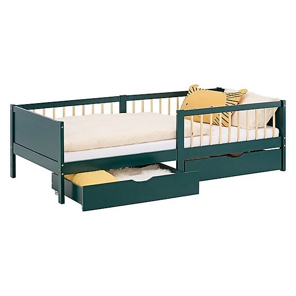 Homestyle4u Holzbett 90x200 Kinderbett 2 Bettkästen Rausfallschutz Einzelbe günstig online kaufen
