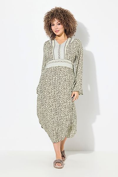 Ulla Popken Midikleid Midikleid A-Linie V-Ausschnitt günstig online kaufen
