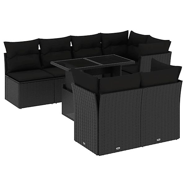 vidaXL 8-Tlg Garten-Sofagarnitur mit Kissen Schwarz Poly Rattan 3266405 günstig online kaufen