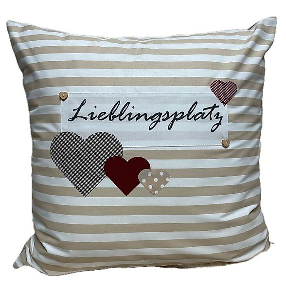 Ammerkind Dekokissen Landhausstil Kissenbezug *Lieblingsplatz* beige/weiß günstig online kaufen